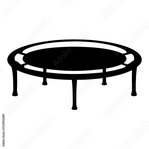 Black and white silhouette illustration of a trampoline with six legs