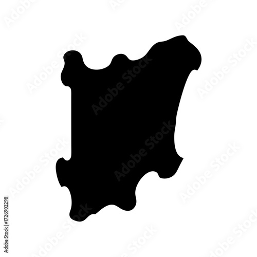 Stylized black landmass silhouette resembling a region or island, simple and minimal