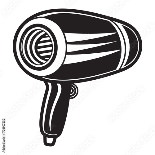 Retro 1950s handheld hair dryer with a gleaming chrome body and classic design elements