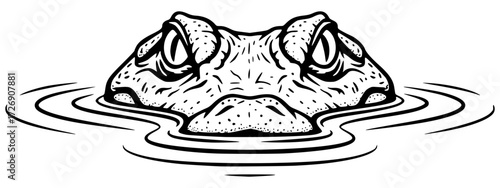 Alligator or crocodile head lurking in the water with ripples, predator, swamp, danger, reptile, animal