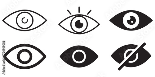 set of eye icon, look and vision icon vector illustration symbol.