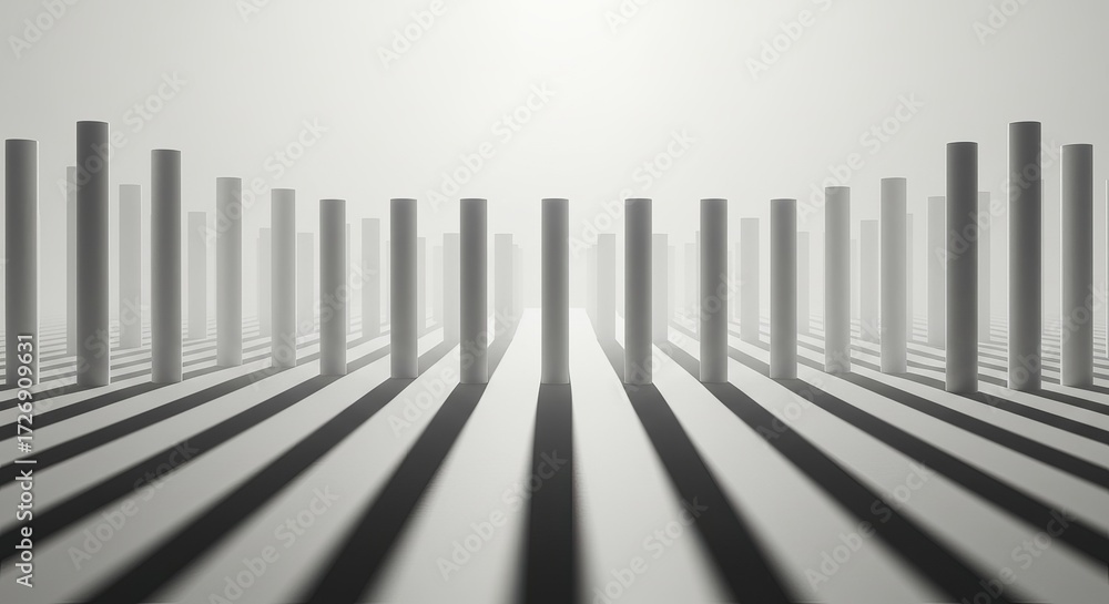 Naklejka premium Abstract pillars create a dramatic visual effect with strong shadows, perfect for modern design