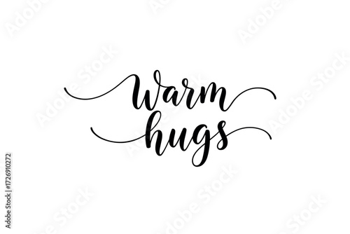 Emotional moments of warm hugs heartwarming setting graphic design minimalist style handwritten typography. Vector illustration