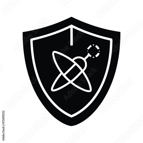 Shield With Satellite Orbit Icon