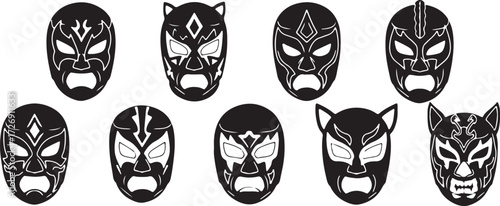 : Lucha mask icon, Wrestling mask vector, Mexican lucha symbol, Mask silhouette artwork, Traditional lucha libre graphic, Festival mask design, Mask illustration clipart, Wrestling icon mask, Mexican 