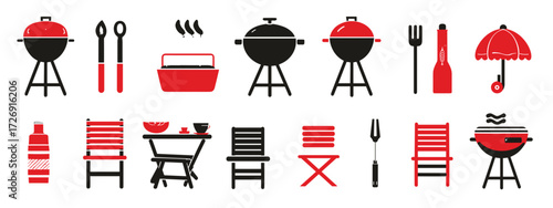 Barbecue and grilling icons collection