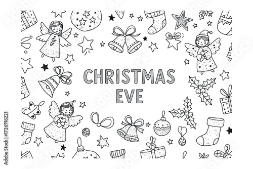 Christmas eve celebrations festive illustrations holiday spirit cozy environment. Vector illustration
