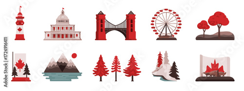 Canadian Landmarks and Nature Icons Collection
