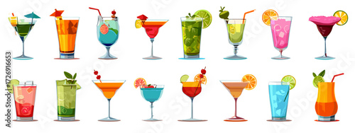 Assorted colorful cocktails and drinks