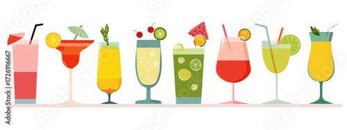 Colorful cocktails and drinks illustration