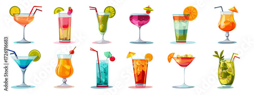 Colorful cocktails collection