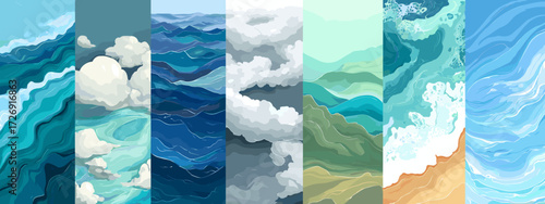 Abstract ocean-themed illustrations series