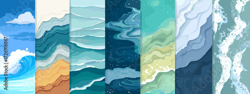 Abstract ocean wave illustrations collection