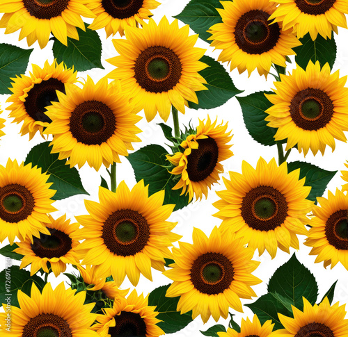 Vibrant Sunflowers Blooming in Field, Summer Background