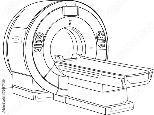 Line Drawing of MRI Machine Medical Equipment Vector Illustration
