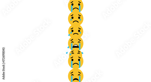 Crying yellow faces stacked