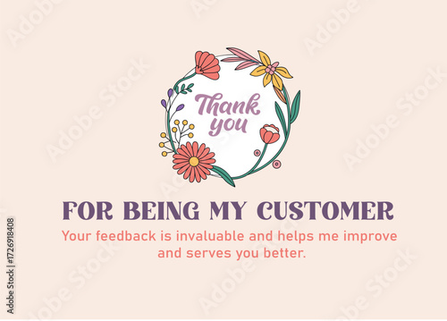 Thankyou card small business card Instagram thank you card printable editable template vector 