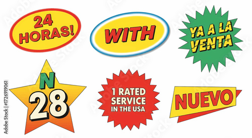 Retro promotional sale sticker bursts vector illustration