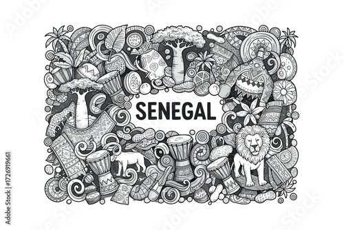Cultural celebration of senegal illustrative african themes vibrant patterns artistic perspective. Vector illustration
