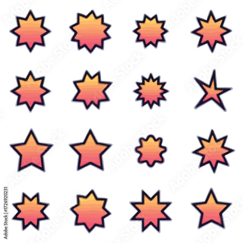 Bright Yellow and Red Star Shapes: Eye-Catching Decorative Icons for Marketing, Branding, and Creative Design Projects