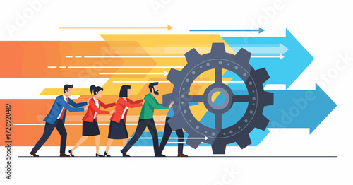 Unified team collaboration drives strategic business progress, illustrating operational efficiency and collective effort essential for achieving shared success and strong growth