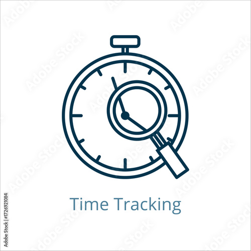 time tracking icon vector illustration, simple line element time tracking with editable stroke, time tracking simple icon, time tracking icon line style vector image