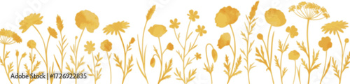 Watercolor wildflowers border design
