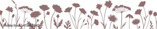 Watercolor wildflowers border design
