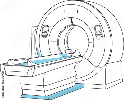 Line Drawing of MRI Machine Medical Equipment Vector Illustration
