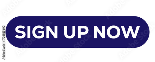 Blue sign up now button isolated on transparent background