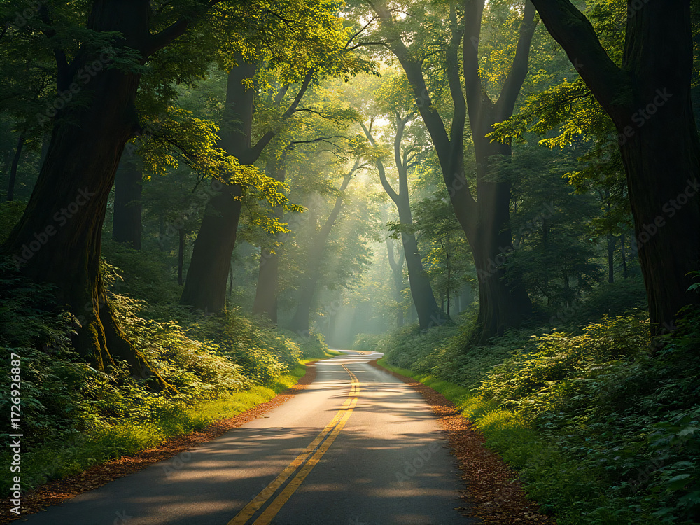 Obraz premium Countryside Road Through Forest