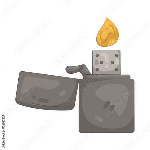 Illustration of Metal Lighter with Flame