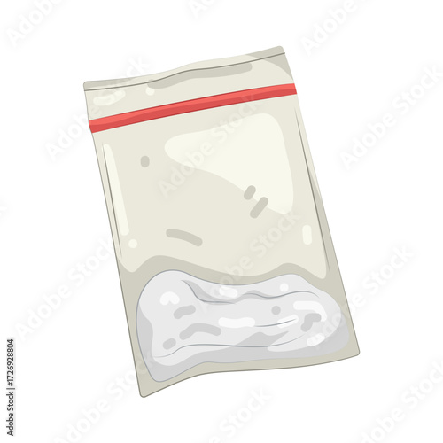 Illustration of Plastic Bag with White Powder