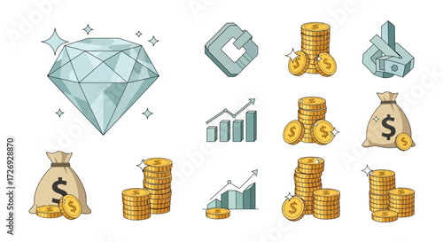 Unlock financial success with these visually appealing icons, perfect for adding a touch of elegance to your business projects and investment strategies