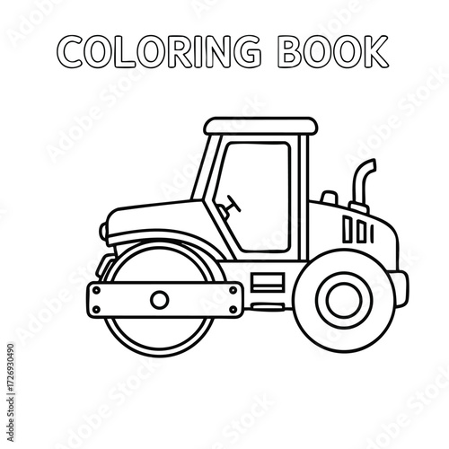 A detailed line drawing of a tractor designed for coloring activities, showcasing its unique features and structure.