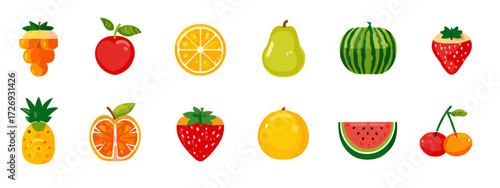 Colorful fruit assortment illustration