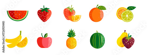 Colorful fruit assortment illustration