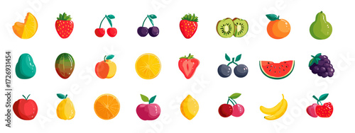 Colorful Fruit Icons Collection