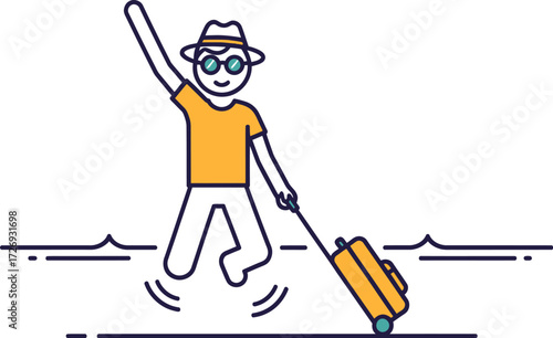 Beach traveler summer tropical vacation editable vector illustration 