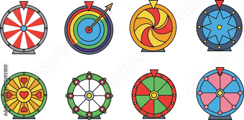 Colorful spin wheel of fortune. wheel of the game of fortune vector illustration 