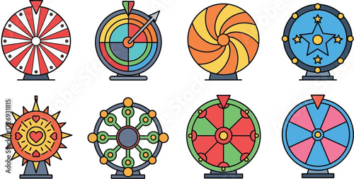 Colorful spin wheel of fortune. wheel of the game of fortune vector illustration 