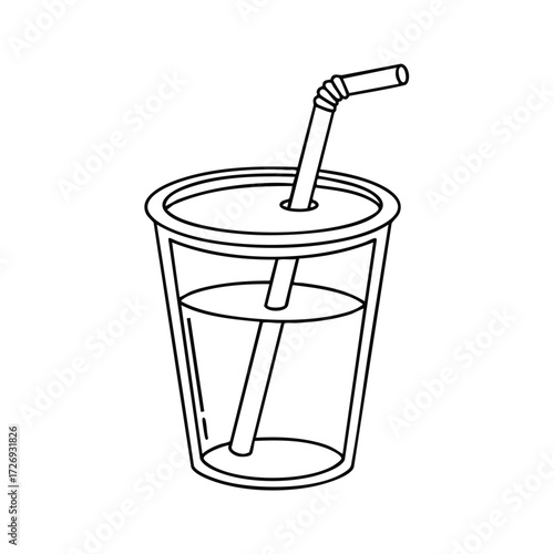 A refreshing beverage in a clear cup with a straw, perfect for a hot day or casual gathering with .