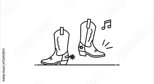 Cowboy Boots tap footwear countryside show vector illustration on the dance floor