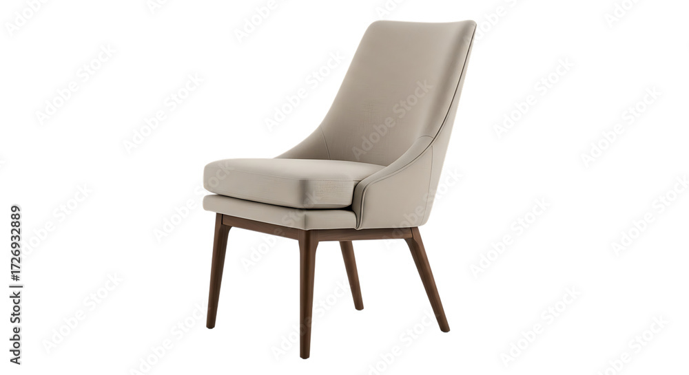Obraz premium Beige Upholstered Dining Chair with Wooden Legs furniture
