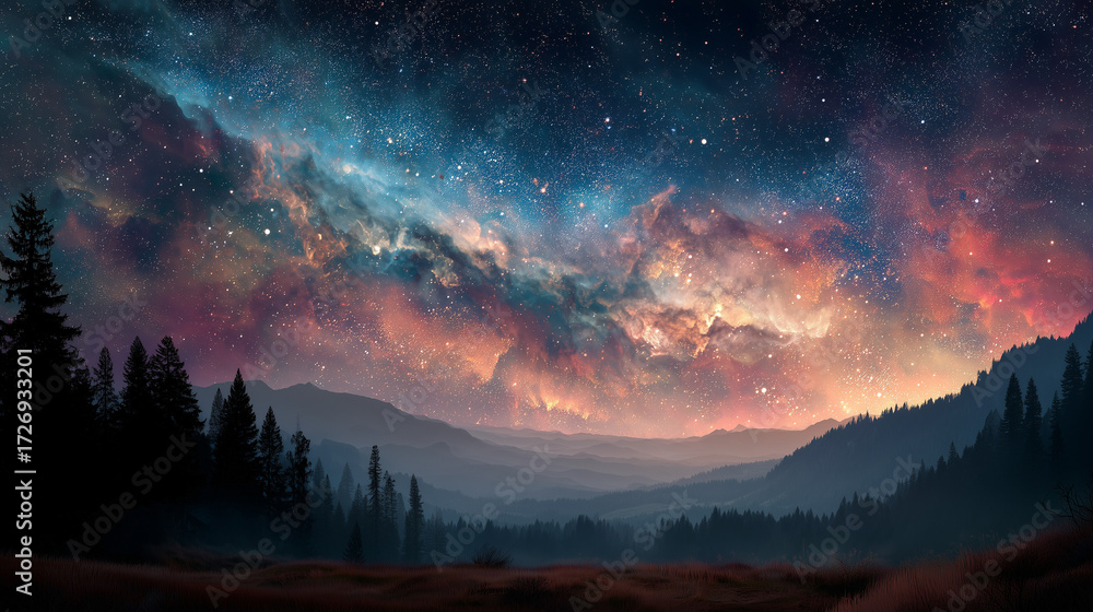 Fototapeta premium majestic and colorful starry sky