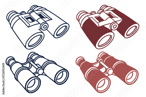 Binoculars vector illustration for outdoor adventures sightseeing and birdwatching equipment optical tool design silhouette