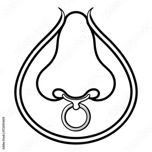 Nose Ring line art vector