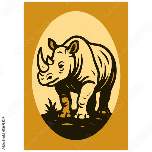 Javan Rhinoceros — One-Horned Rhino, Ujung Kulon Endangered Wildlife Vector