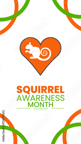 Squirrel Awareness Month Poster Banner and Background Abstract Design Template with Cute Squirrel Illustration for mobile responsive