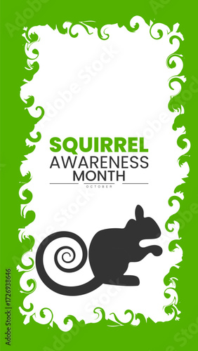 Squirrel Awareness Month Poster Banner and Background Abstract Design Template with Cute Squirrel Illustration for mobile responsive